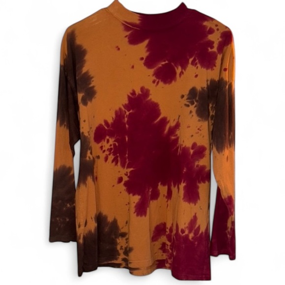 Free People shirt we the free Tie-Dye Long Sleeve Top Red Brown XS - Picture 1 of 2